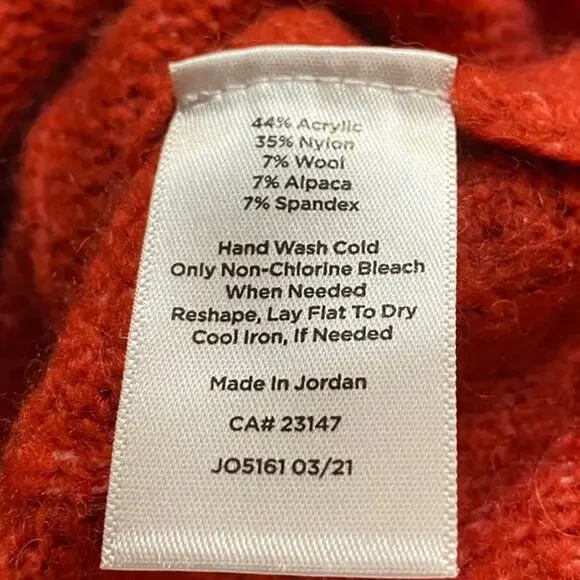 Talbot Lpetite Dark Orange Sweater Acrylic Blend Long Sleeve Cozy Warm - Picture 6 of 6